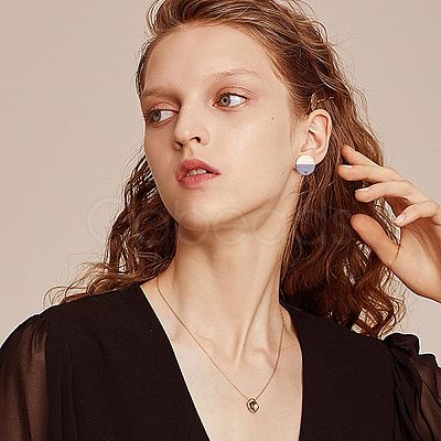 Transparent Resin & Walnut Wood Stud Earring Findings MAK-FH0001-11-1