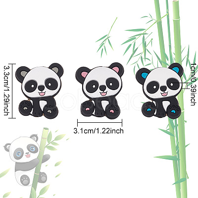 18Pcs 3 Colors Panda Silicone Beads SIL-OC0001-08-1