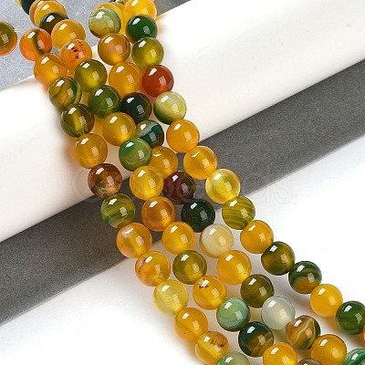 Natural Striped Agate/Banded Agate Beads Strands G-Z060-A01-A18-1