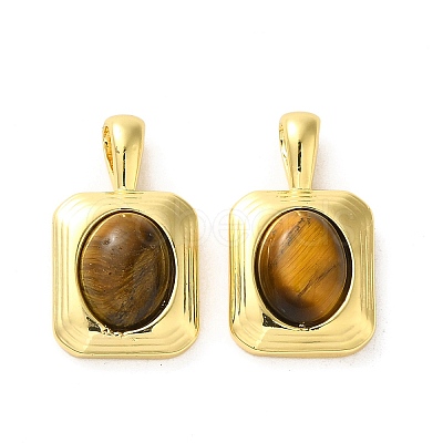 Natural Tiger Eye Pendants KK-H461-01G-1