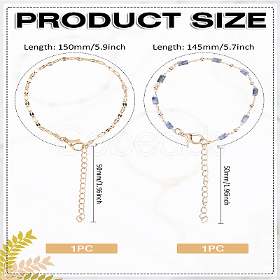 1 Set Natural Unakite Beads Bracelet & Dapped Chains Bracelet Set for Women BJEW-LP0004-06B-1