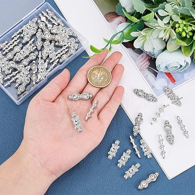 60Pcs 3 Style Alloy Rhinestone Bar Spacers ALRI-FH0001-05-1
