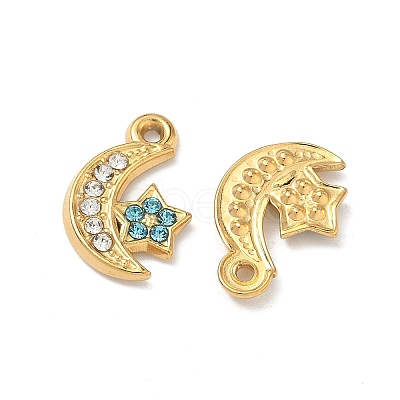 304 Stainless Steel Rhinestone Pendants STAS-L308-02C-G-1