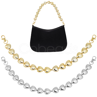 2Pcs 2 Colors CCB Plastic Heart Beaded Bag Handles with Clasps AJEW-CL0005-65-1