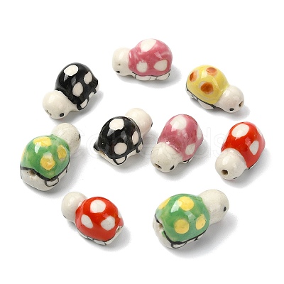 10Pcs 5 Colors Handmade Printed Porcelain Beads PORC-CJ0001-21-1