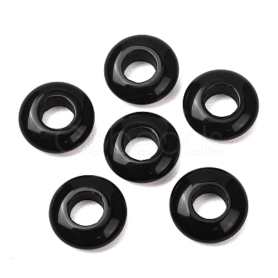 Natural Obsidian European Beads G-C134-01J-1