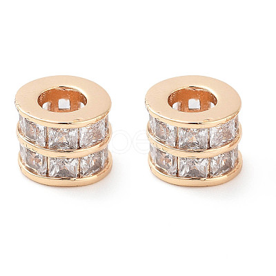 Brass Micro Pave Clear Cubic Zirconia Beads KK-U028-20G-1