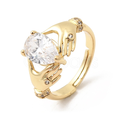 Brass Micro Pave Cubic Zirconia Rings for Women RJEW-K312-04G-1