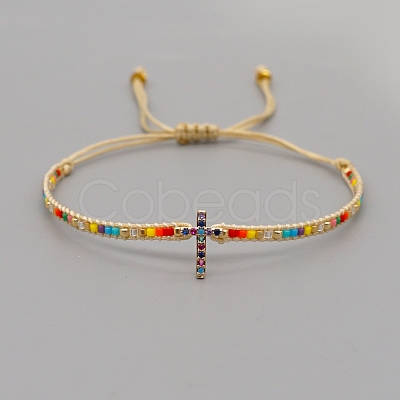 Adjustable Nylon Cord Braided Bead Bracelets BJEW-C011-08E-1