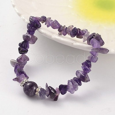 Chips Natural Gemstone Beaded Stretch Bracelets BJEW-JB02131-1