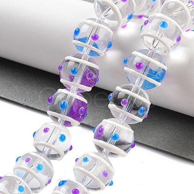 Glass with Enamel Beads Strands GLAA-M047-01G-1