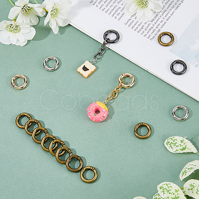 24Pcs 4 Colors Alloy Spring Gate Rings FIND-HS0001-26A-1