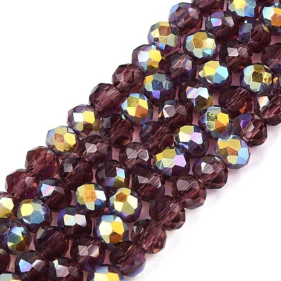 AB Color Plated Transparent Glass Rondelle Beads Strands EGLA-T029-4mm-10K-1