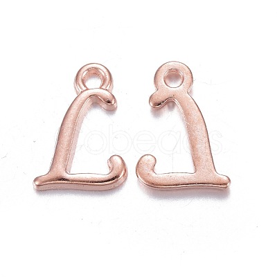 Rose Gold Plated Alloy Letter Pendants X-PALLOY-J718-01RG-L-1