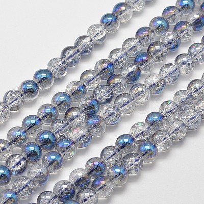 Electroplate Synthetic Crackle Quartz Bead Strands EGLA-J067-8mm-HR01-1