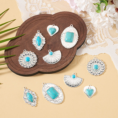 10Pcs 5 Styles Dyed Synthetic Turquoise Pendants STAS-TA0006-20-1