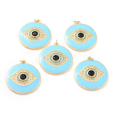 Real 18K Gold Plated Brass Micro Pave Cubic Zirconia Pendants ZIRC-L100-084G-01-1