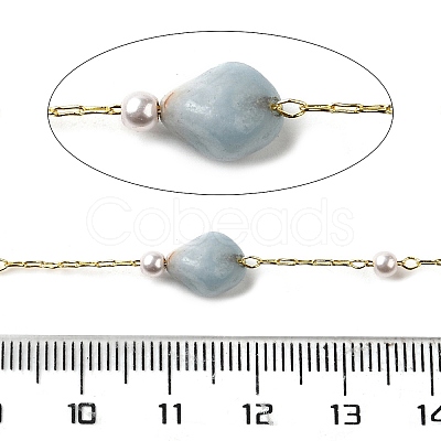 Handmade Natural Morganite Nuggets Beaded Chains CHC-F020-04G-02-1