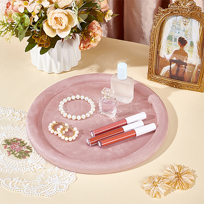Round Wood Covered with Velvet Jewelry Display Trays for Earrings Rings Necklaces Bracelets ODIS-WH0043-178A-01-1