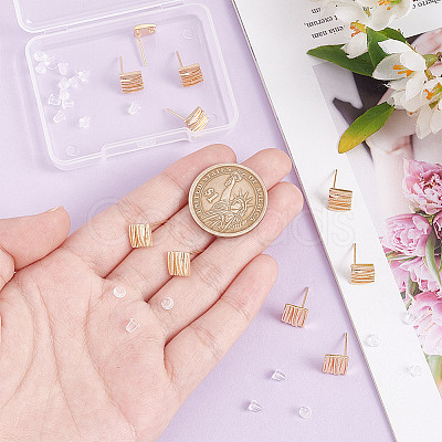 10Pcs Rhombus Brass Stud Earring Findings KK-AR0004-04-1