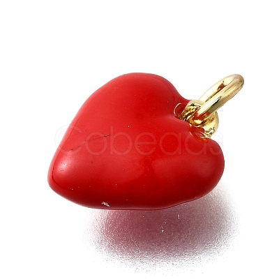 Brass Red Enamel Charms KK-Z102-23G-05-1