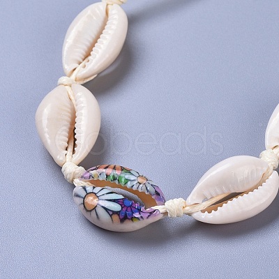 Adjustable Cowrie Shell Braided Bead Bracelets BJEW-JB04272-1