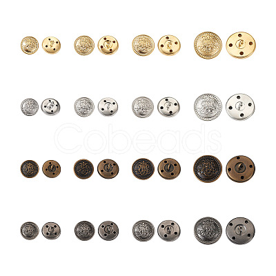 64Pcs 16 Style Brass Shank Buttons BUTT-TA0001-11-1