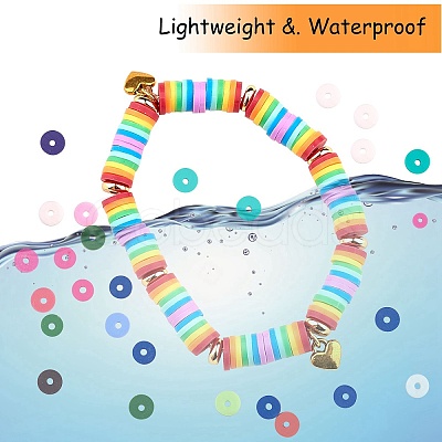 10 Strands 10 Colors Flat Round Handmade Polymer Clay Beads CLAY-SZ0002-04B-1