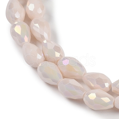 Opaque Solid Color Electroplate Glass Beads Strands EGLA-N013-P8mm-B08-1