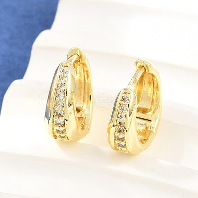 Brass Micro Pave Cubic Zirconia Hoop Earrings KK-CBAD104-04G-A-1