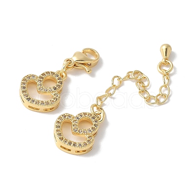 Brass Clear Cubic Zirconia Chain Extender KK-F893-14G-1
