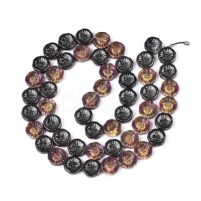 Half Electroplate Baking Paint Glass Beads Strands EGLA-K061-11A-AB11-1