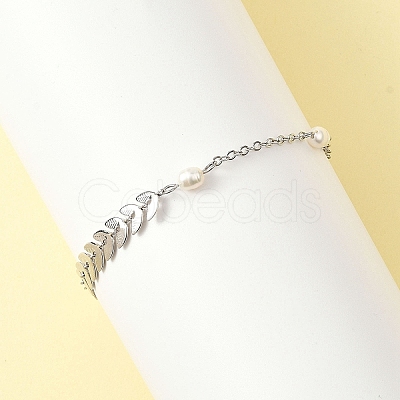 Natural Cultured Freshwater Pearl Beads Link Bracelets BJEW-JB12857-02-1