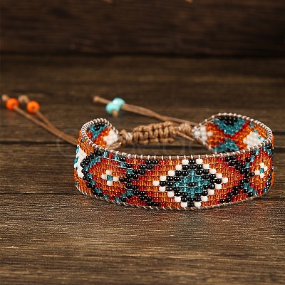 Bohemian Style Glass Bead Braided Bracelets ZD3902-1-1