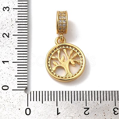 Rack Plating Brass Micro Pave Clear Cubic Zirconia European Dangle Charms KK-K345-15G-1