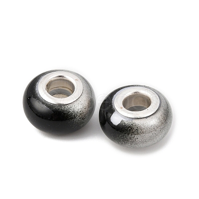 Two Tone Opaque Resin Rondelle European Beads RESI-Z046-02H-1