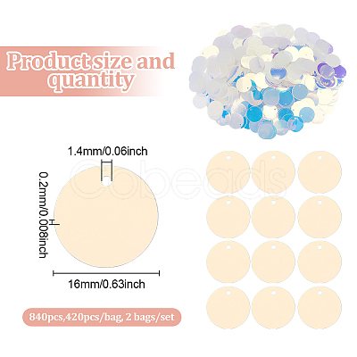 Iridescent PVC Paillette/Sequins Pendants PVC-GO0001-02A-1