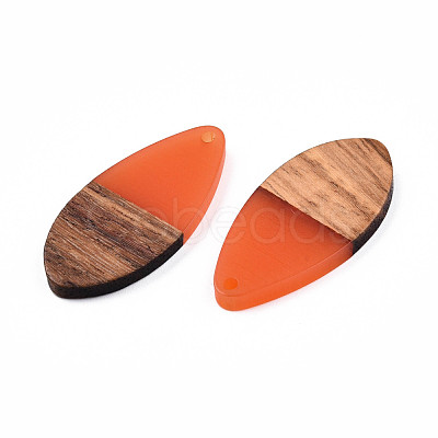 Transparent Resin & Walnut Wood Pendants RESI-N025-032-C07-1