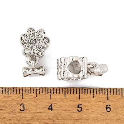 Rack Plating Alloy Rhinestone European Dangle Charms FIND-C055-19P-01-1