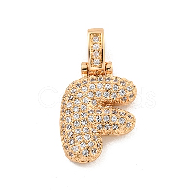 Brass Micro Pave Clear Cubic Zirconia Pendants KK-B099-01G-F-1
