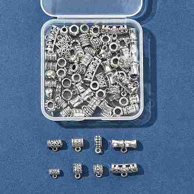 75Pcs 15 Styles Tibetan Style Alloy Tube Bails FIND-FS0004-50-1