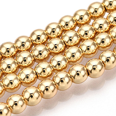 Electroplate Non-magnetic Synthetic Hematite Bead Strands G-Q466-4mm-04-1