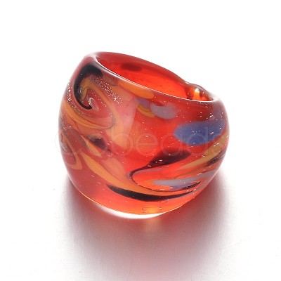 Mixed Handmade Lampwork Wide Band Rings RJEW-X0005-B-1