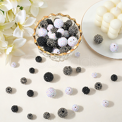 72Pcs 12 Styles Resin Rhinestone Beads RESI-PA0001-01-1