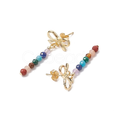 Chakra Bowknot Alloy Dangle Stud Earrings EJEW-JE06378-01-1