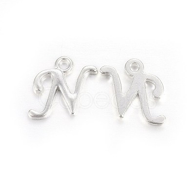 Silver Color Plated Alloy Letter Pendants PALLOY-J718-01S-N-1