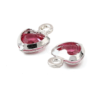 Heart Brass Glass Charms KK-S385-01S-03A-1