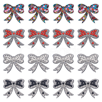 16Pcs 4 Colors Bowknot Rhinestone Patches PATC-TA0001-18-1