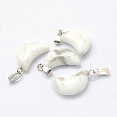 Moon Natural Howlite Pendants G-Q369-01-1