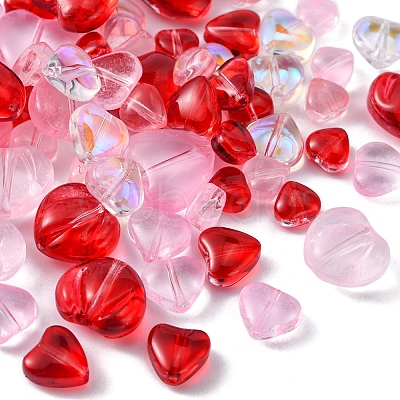 80Pcs 13 Style Transparent Spray Painted Glass Beads GLAA-FS0001-30-1